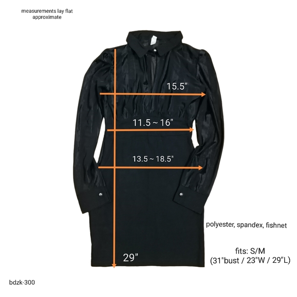 π S/M, black fitted long sleeve mini dress - Picture 2 of 6